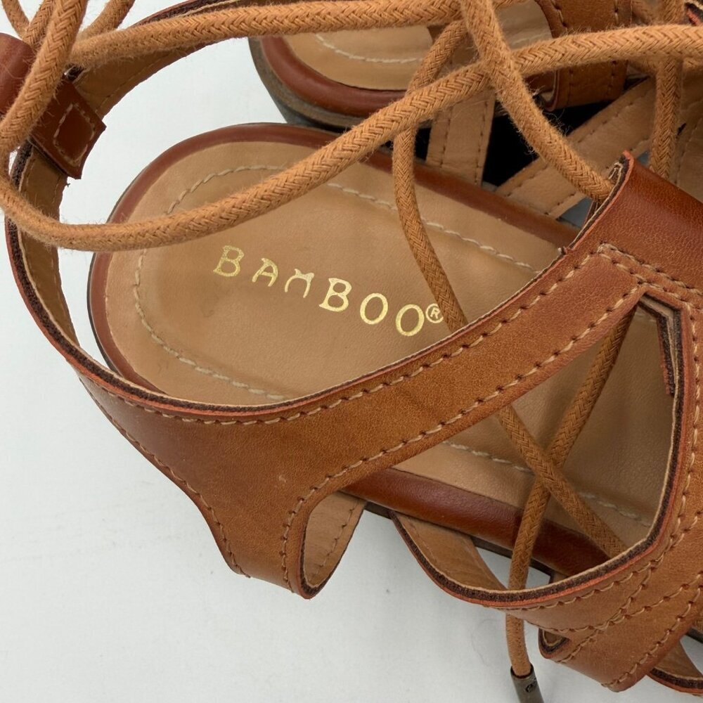 Bamboo brown gladiator block heel sandals women’s size 9 - Picture 5 of 8